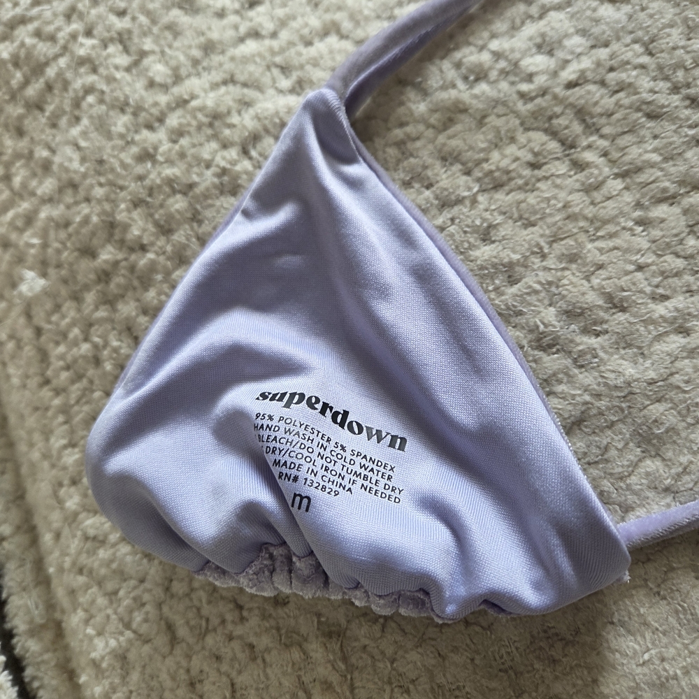 Superdown Lavender Velvet Triangle String Bikini - image 3